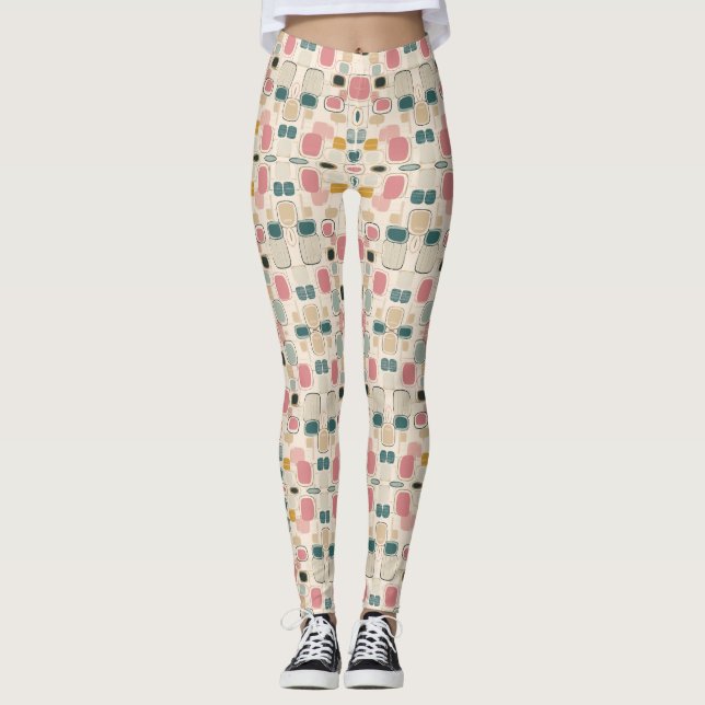 Legging Pastel Retro Pattern | Abstract Pebble & Pod (Frente)