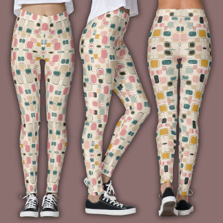 Legging Pastel Retro Pattern | Abstract Pebble & Pod