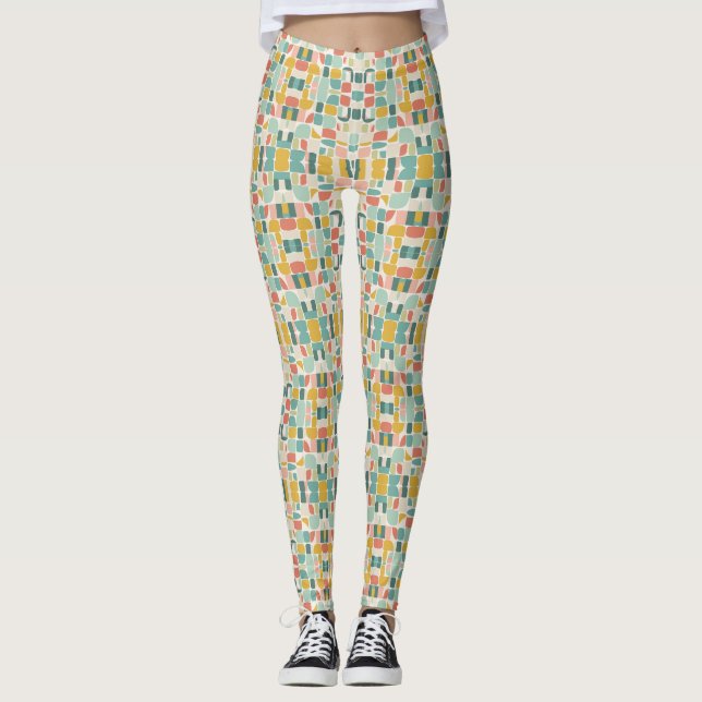 Legging Pastel Retro Pattern | Geometric Pods (Frente)
