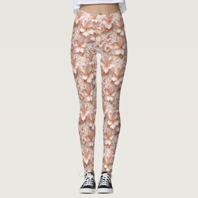 Legging Pastel Rosa Bonito Floral (Frente)