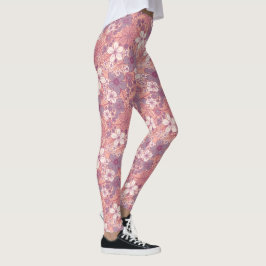 Legging Pastel Rosa e Púrpura Floral
