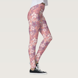 Legging Pastel Rosa e Púrpura Floral