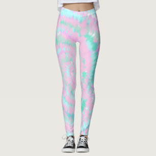 Legging Pastel Tie Dye Pink Pink Aqua Mint Green