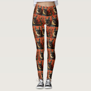 Legging Pastor Belga Com Rosas do Coração Dia dos Namorado