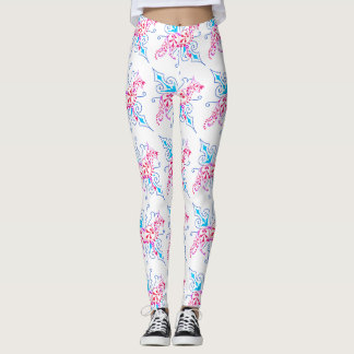 Legging Pastor Leggins floral rosa azul