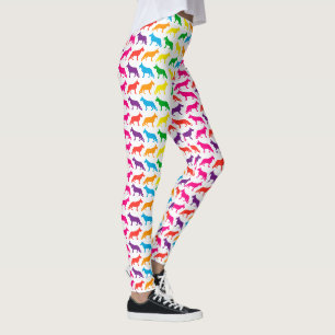 Legging Pastores Alemães legais em cores de arco-íris