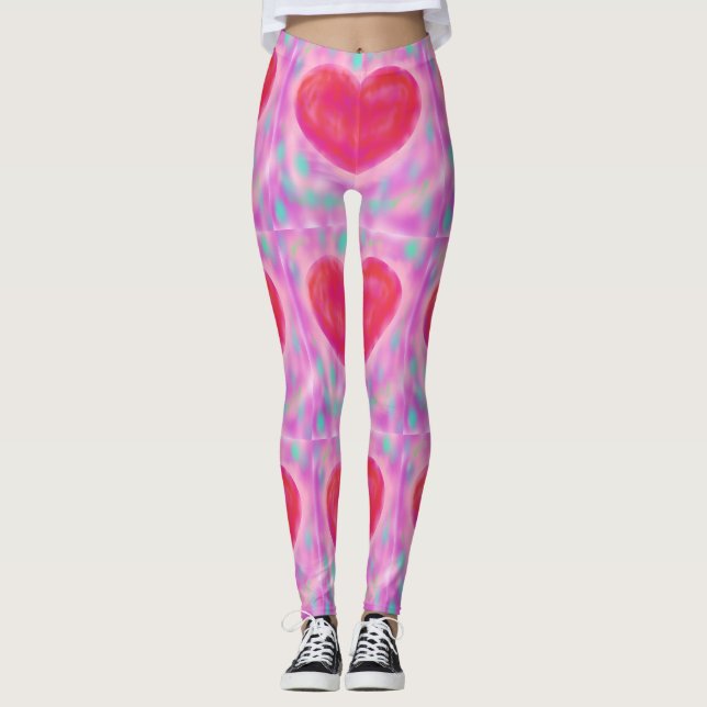 Legging Pastos de aquarelas com coração (Frente)