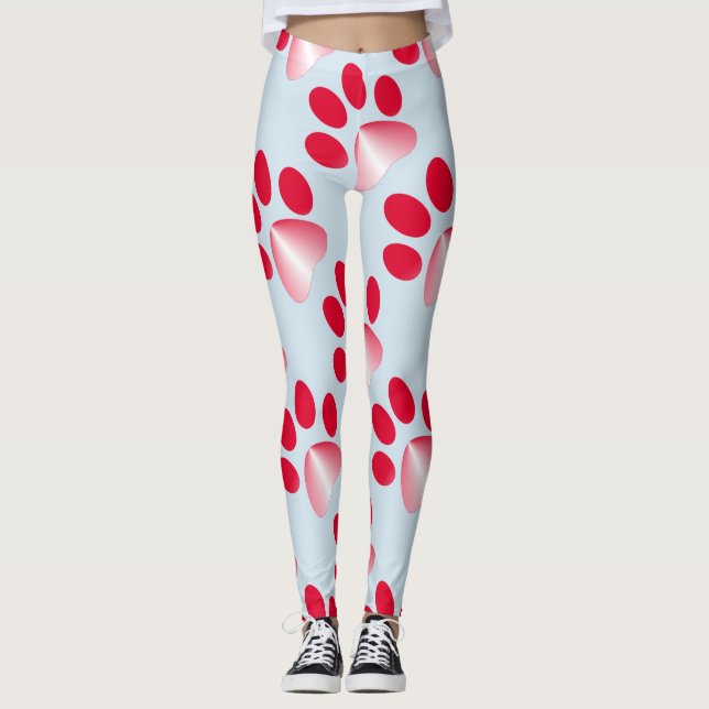 Legging Pata de Animal com Gradiente Vermelho e Branco (Frente)