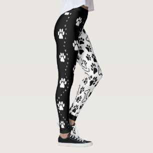Legging Patas de Cachorro Preto e Branco