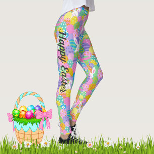 Legging Patches de Pastel de Coelhinho de Ovo da Páscoa
