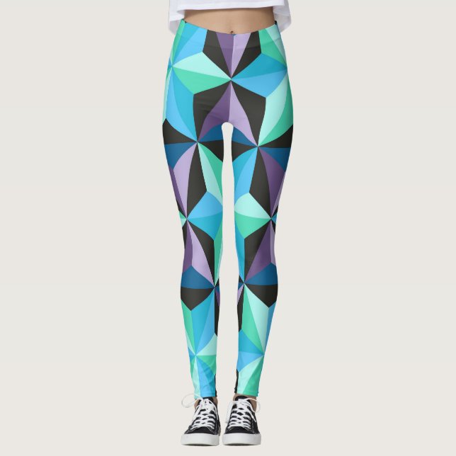Legging Patches Geométricas de Estrelas Abstrato (Frente)