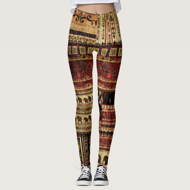 Legging Patchwork Africano: Grunge Impressão Background (Frente)