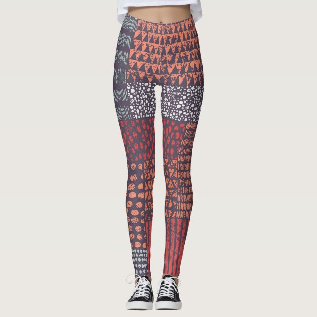 Legging Patchwork boêmia: design sem costura desenhada à m (Frente)