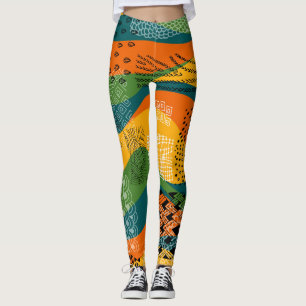 Legging Patchwork da moda: Arte Abstrato não dulante