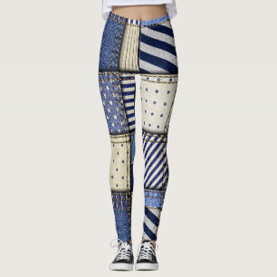Legging Patchwork de Denim Azul