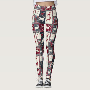 Legging Patchwork do Fair Isle Knited Reindeer Russo (2)