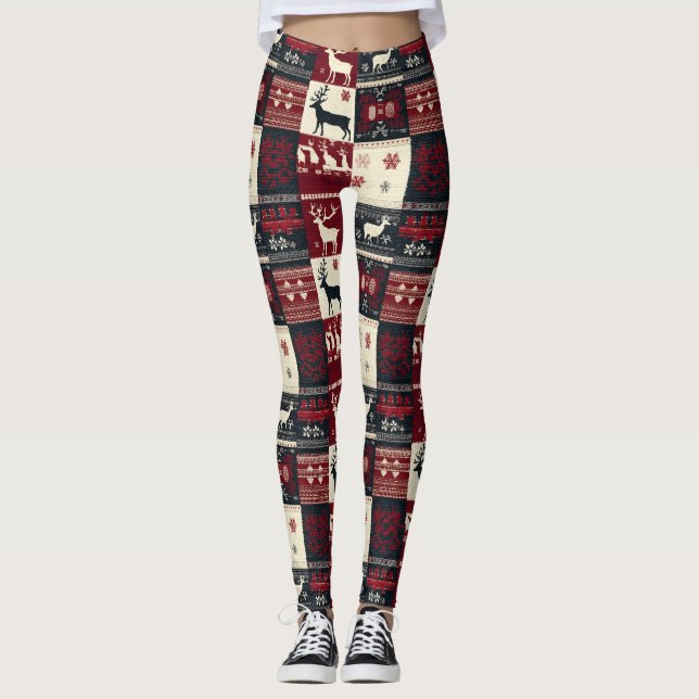 Legging Patchwork do Fair Isle Knited | Rustic Reindeer (Frente)