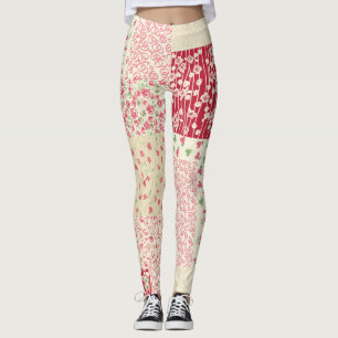 Legging Patchwork Floral: Ornamentos Desenhados À Mão.