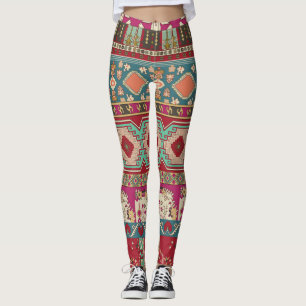 Legging Patchwork geométrica colorida do Damask Floral