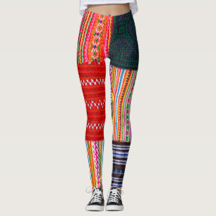 Legging Patchwork Multicolor: Asian Style Quilt.