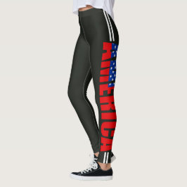 Legging Pátrio, Vermelho Branco & Azul, Estrelas & Listras