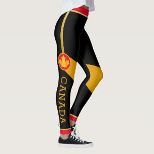 Legging Patriota Canadense Orgulhoso com Folha Dourada Map
