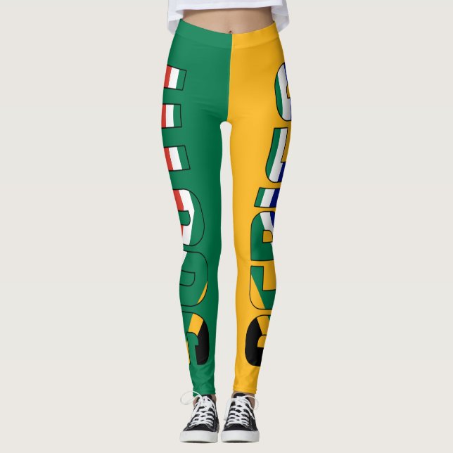 Legging Patriótico das Cores de Bandeiras da África do Sul (Frente)