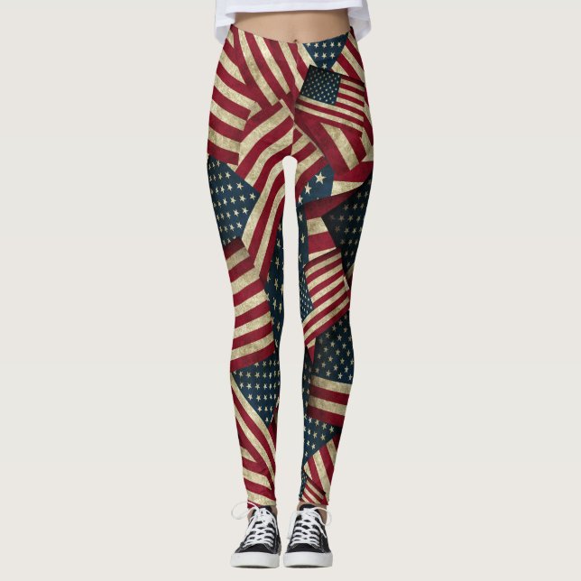 Legging Patriótico de Bandeira Americano (Frente)
