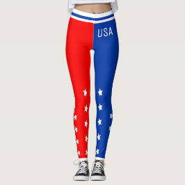 Legging Patriótico EUA Stars Red White e Blue