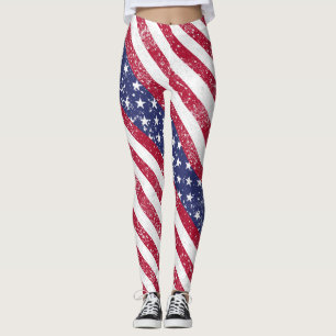 Legging Patriótico Paint Splatter da bandeira americana