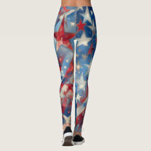 Legging Patriótico Vermelho, Branco e Azul Quarto de julho