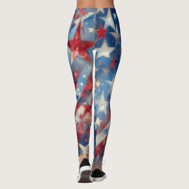 Legging Patriótico Vermelho, Branco e Azul Quarto de julho (Verso)