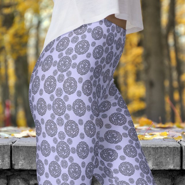 Legging Patten circular azul e preto (Bold Blue and Black Circular Tribal Patten Leggings)
