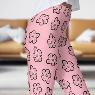 Legging Patten Floral Flor-Flor-Rosa-Cor-de-Corte