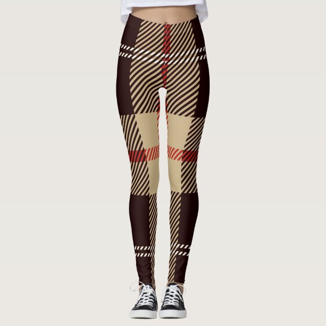 Legging Patternl Na moda Scottish Geométrico Vintage (Frente)