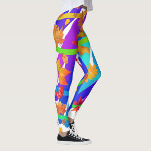 Legging paus coloridos de folhas