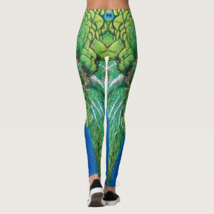Legging Pavão Azul Textura Verde De Penas Verdes Vibes De 