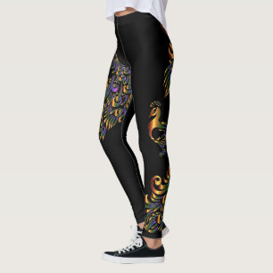 Legging Pavão colorido em algumas caneleiras da cor
