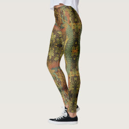 Legging Pavão e geleia floral vitoriana