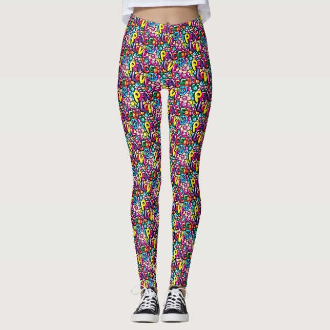 Legging Paz, Amor e Flores (Frente)