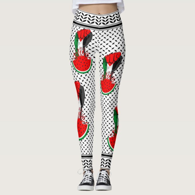 Legging Pé de resistência da Palestina em Watermelon (Frente)