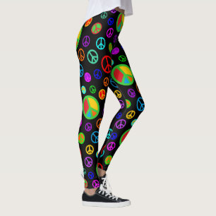 Legging PEACE - Padrão plano multicolorido + seu backgr.