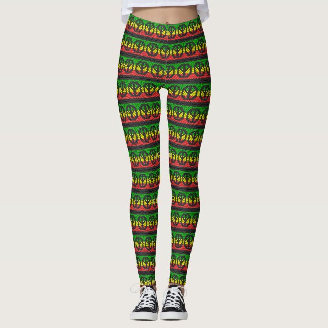 Legging Peace Power Ir - Rasta Freedom reggae yoga - (Frente)
