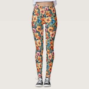 Legging Peach Apricot e Mauve Floral