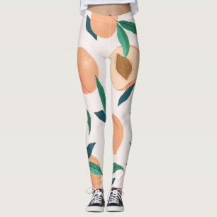Legging Peach Apricot: Padrão Tropical Sem Olhos.
