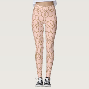 Legging Peach Blush e Dourado Boho Moderno Geométrico Glam