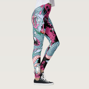 Legging Peach Melba Splash Dragon Tatuagem a Rosa