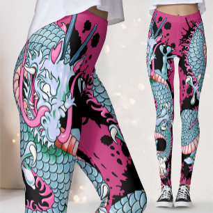 Legging Peach Melba Splash Dragon Tatuagem a Rosa