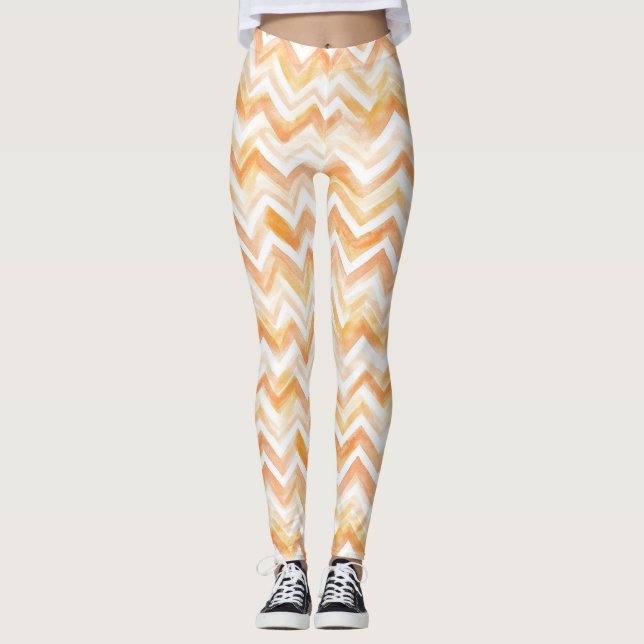 Legging Peach Orange White Zigzag Stripes (Frente)