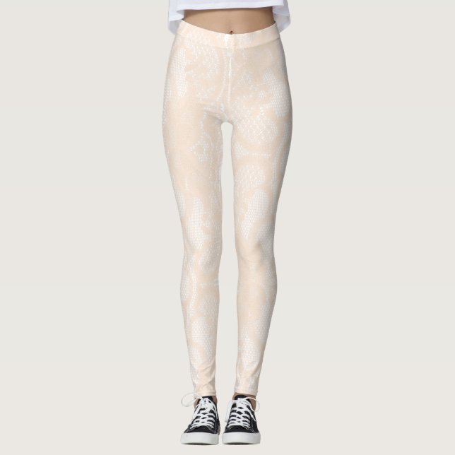 Legging Peach Pastel Floral Delicate Pó Lace (Frente)
